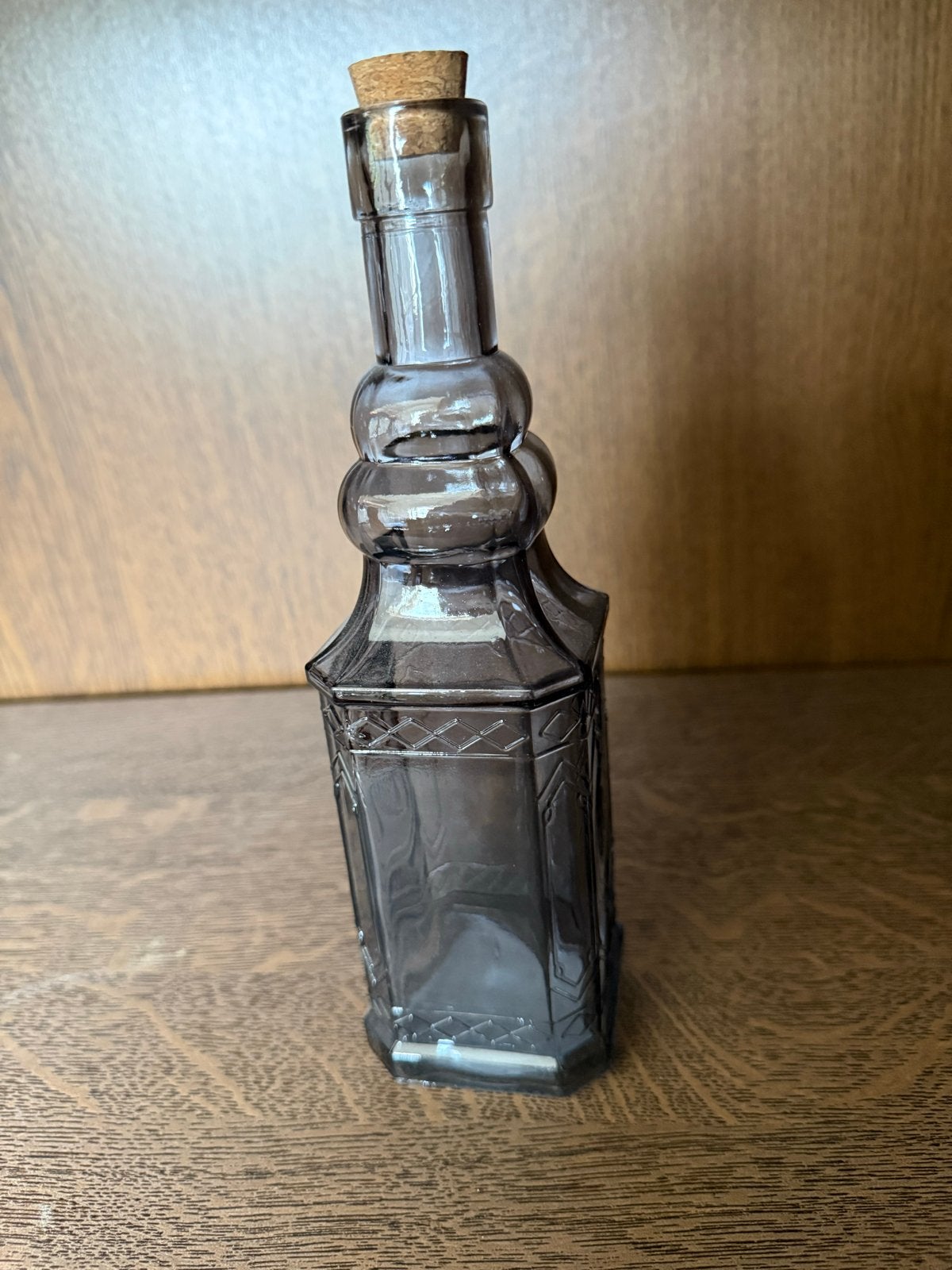 Decoratieve glazen fles met kurk - Grijs, Ophalen of Verzenden