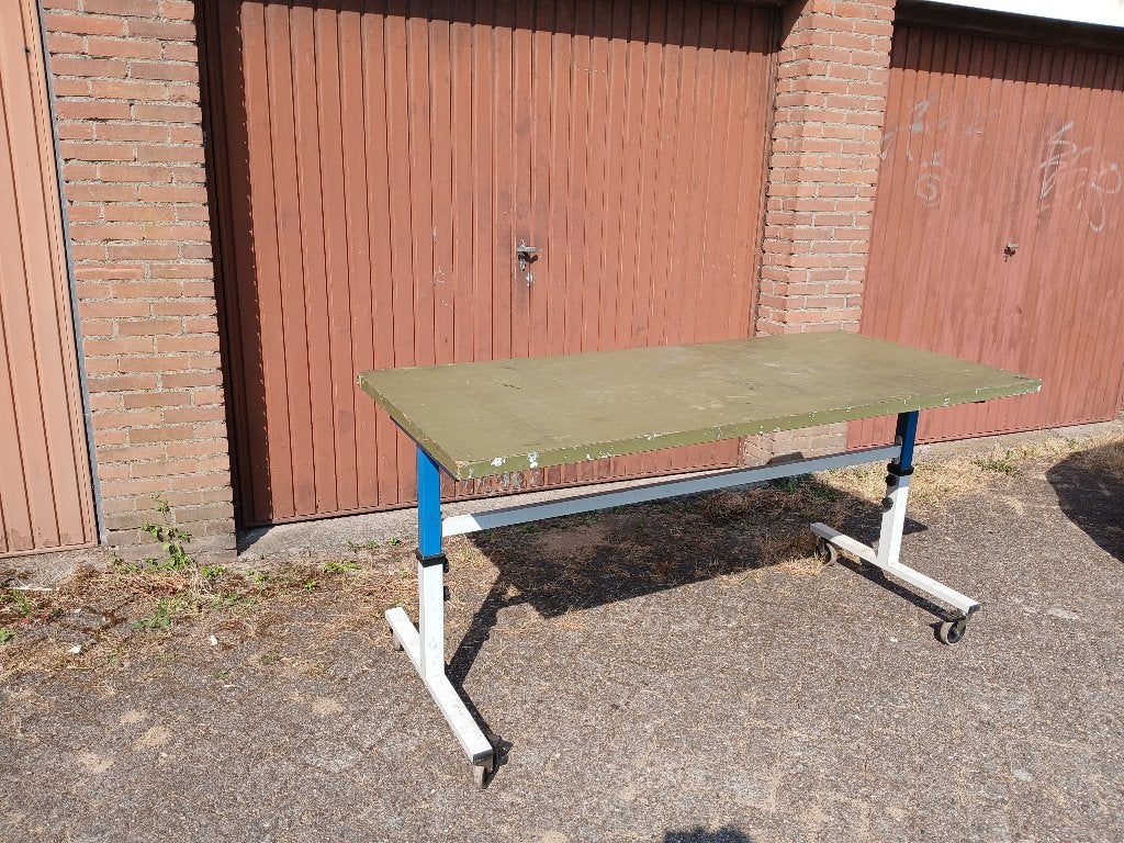 Rijdbare in hoogte verstelbare demontabele stevige werktafel, Doe-het-zelf en Verbouw, Werkbanken, Ophalen, Gebruikt, 70 tot 120 cm