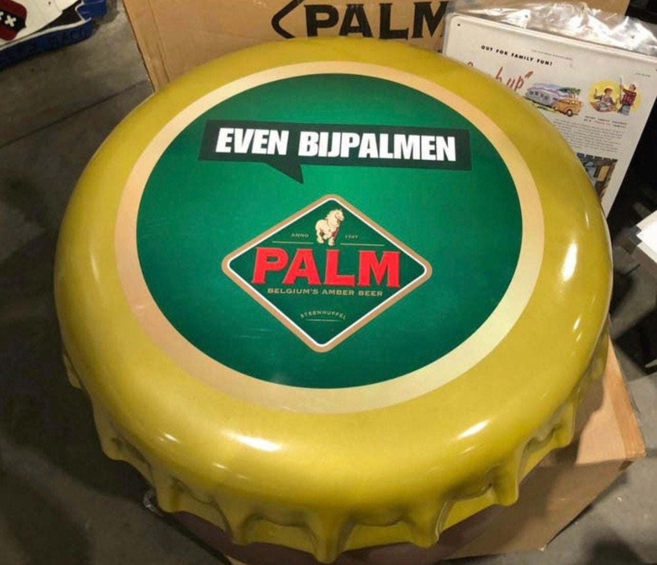 RECLAME POEF PALM BIER NIEUW IN DOOS, Ophalen, Nieuw, Gebruiksvoorwerp