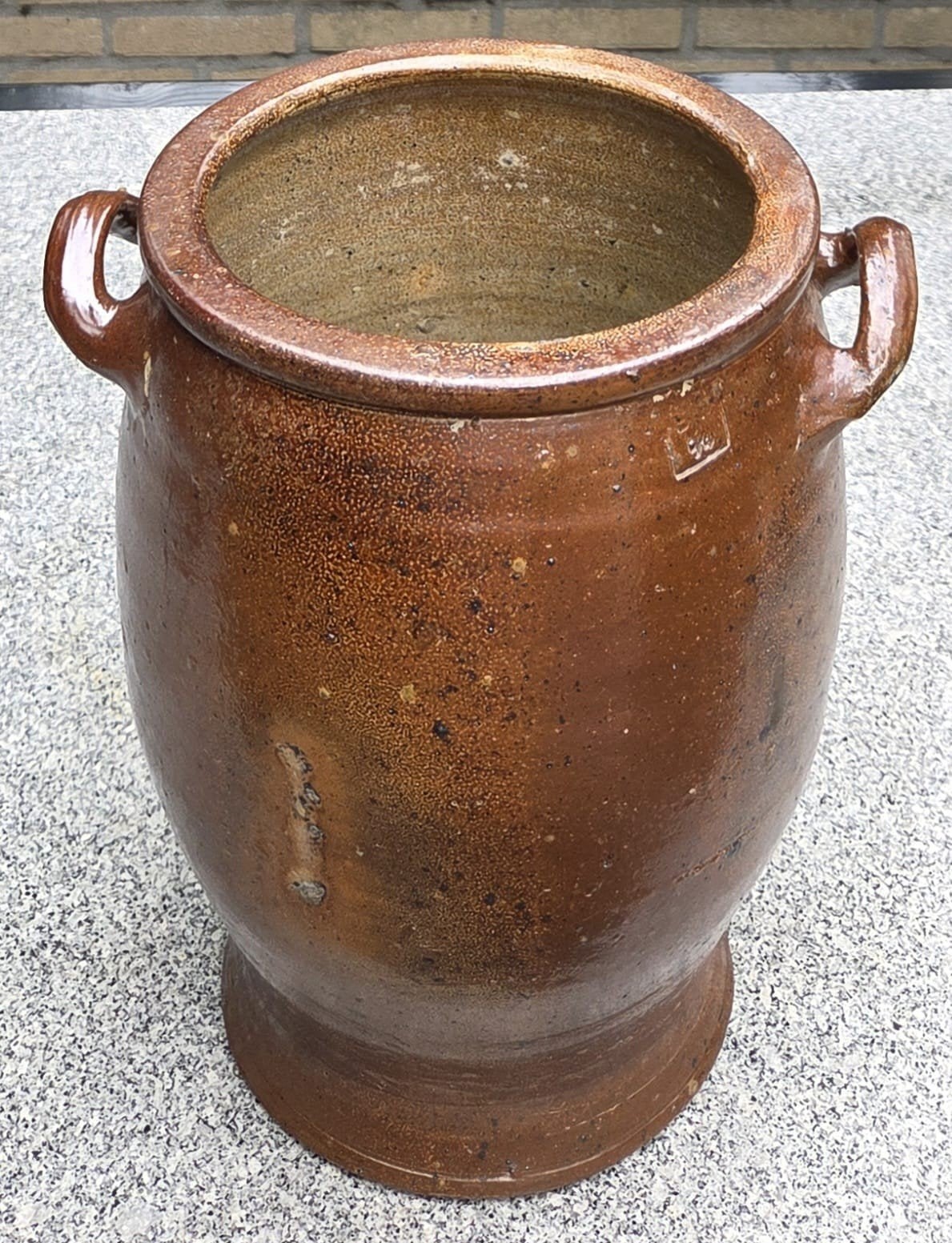 Vintage geglazuurde aardewerken pot, Ophalen