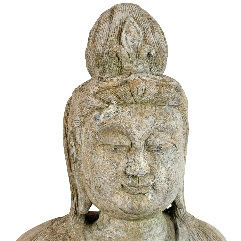 Guanyin – Chinees natuursteen – late Qing – 92 cm, Ophalen