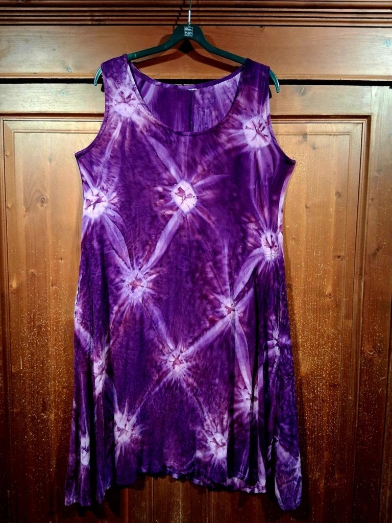 Paarse Boho tie dye batik jurk One Size, Kleding | Dames, Paars, Maat 46/48 (XL) of groter, Ophalen of Verzenden, Zo goed als nieuw