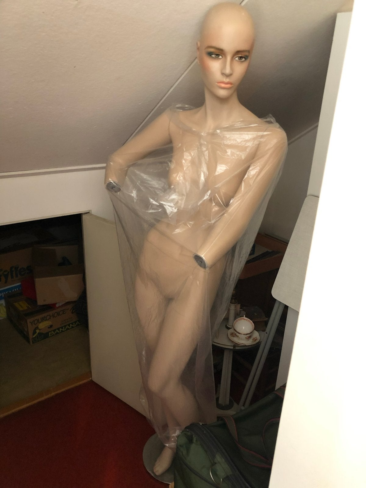 vintage paspop étalagepop jaren '60/'70 met sprekende ogen, Antiek en Kunst, Ophalen, Dames