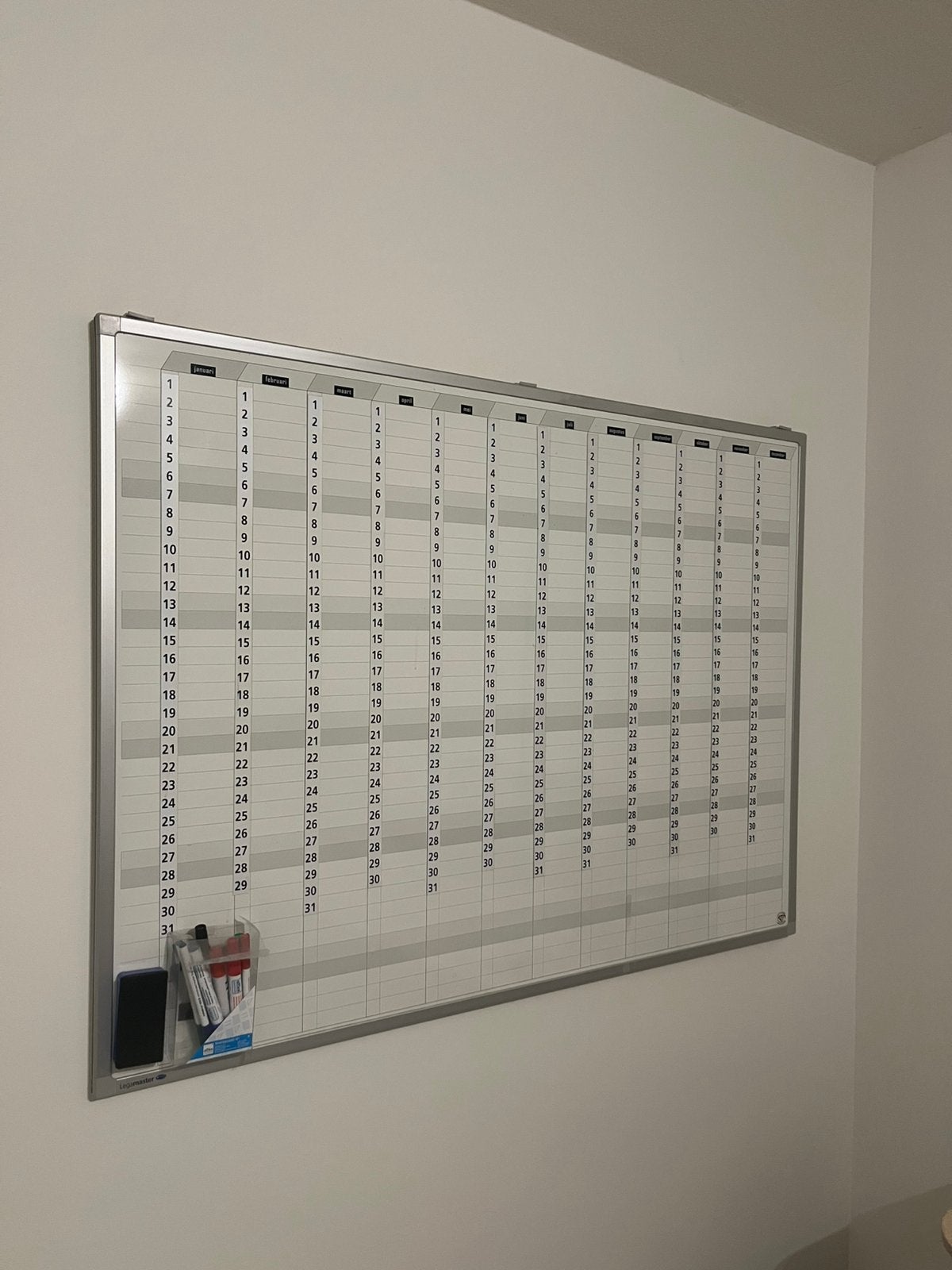 Whiteboard jaarplanner groot, Ophalen, Zo goed als nieuw, Whiteboard