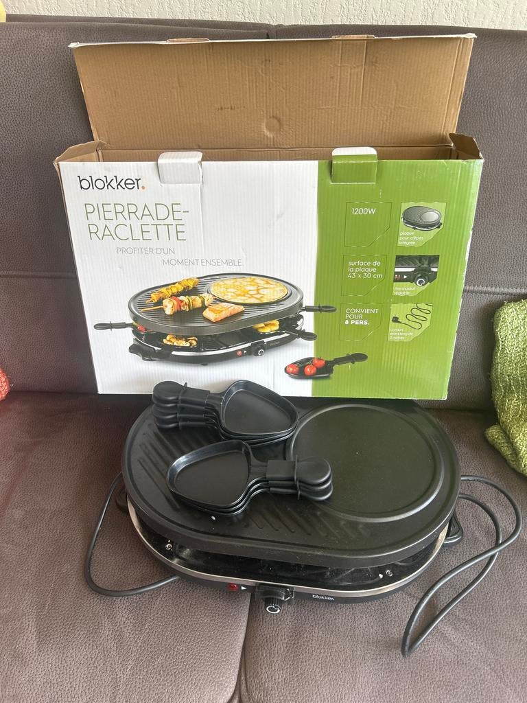 Blokker Pierrade-Raclette Gourmetstel Nieuw in Doos, Ophalen, Zo goed als nieuw, 8 personen of meer