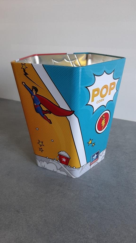 Kinepolis popcorn bucket superhelden blik marvel dc bioscoop, Ophalen of Verzenden, Zo goed als nieuw, Overige