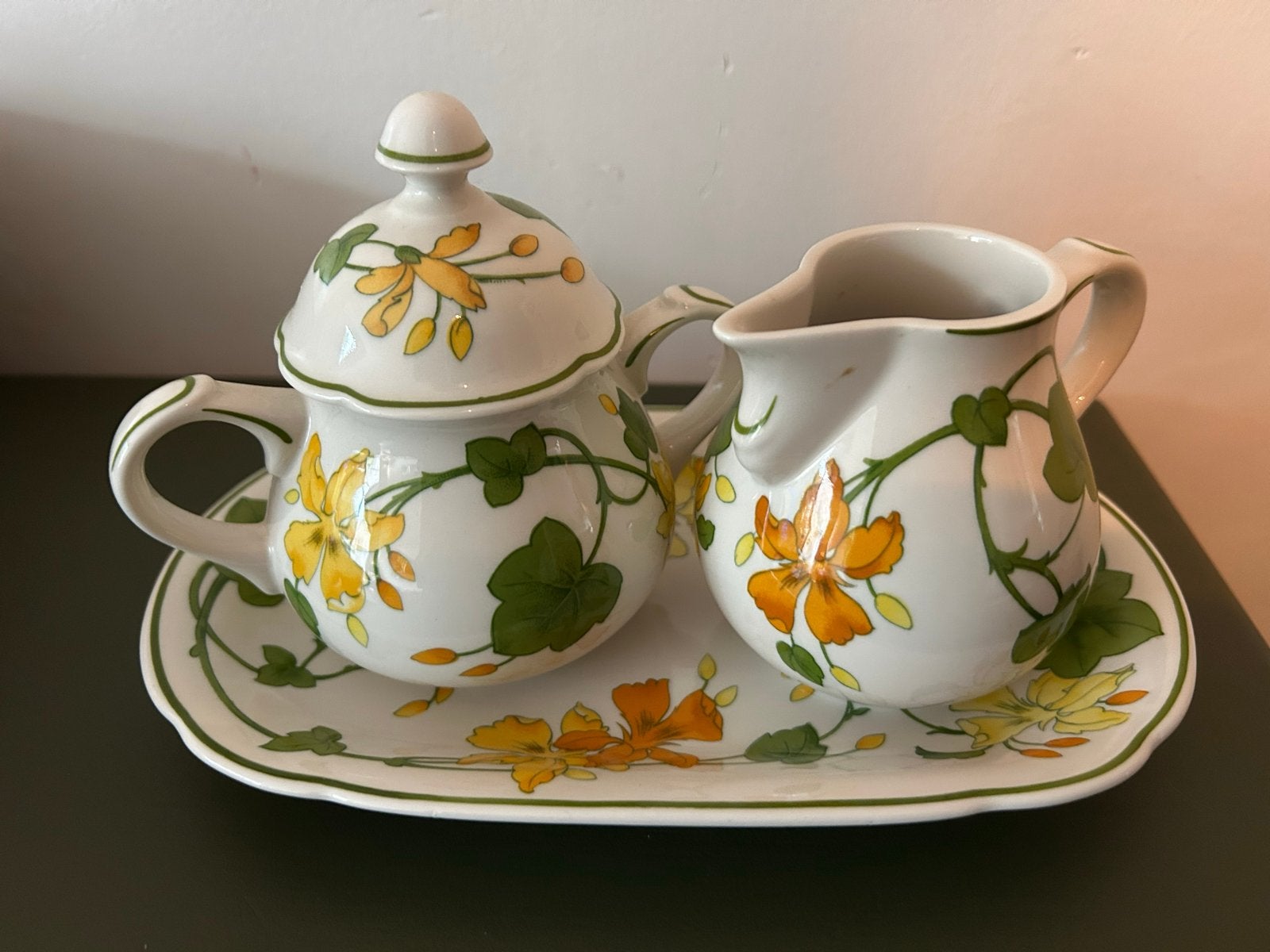 Villeroy & Boch Geranium driedelig roomstel, Huis en Inrichting, Gebruikt, Klassiek, Ophalen of Verzenden, Porselein