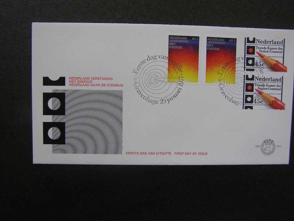 FDC 1977: NVPH 154; Energie + Verkiezingen; onbeschreven, Postzegels en Munten, Ophalen of Verzenden, Onbeschreven, Nederland