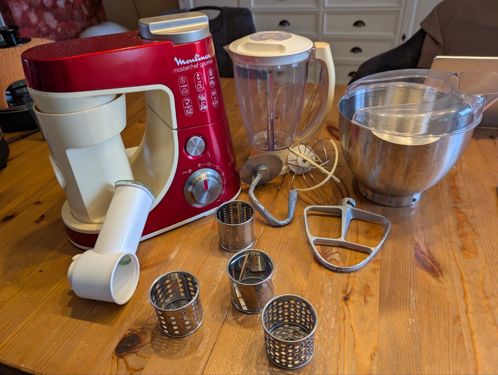 Moulinex Masterchef Gourmet keukenmachine met accessoires, Gebruikt, 3 snelheden of meer, Ophalen of Verzenden, 2 tot 3 liter