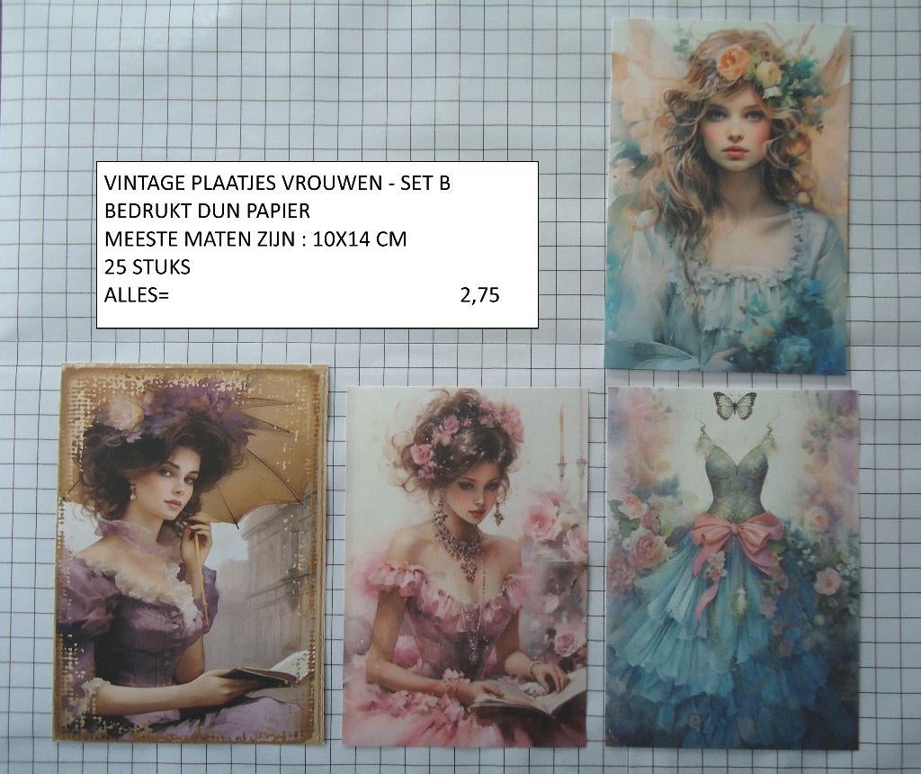 vintage plaatjes vrouwen B  ( 25 stuks ) alleen verzenden, Ophalen, Nieuw, Man of Vrouw, Knipvel