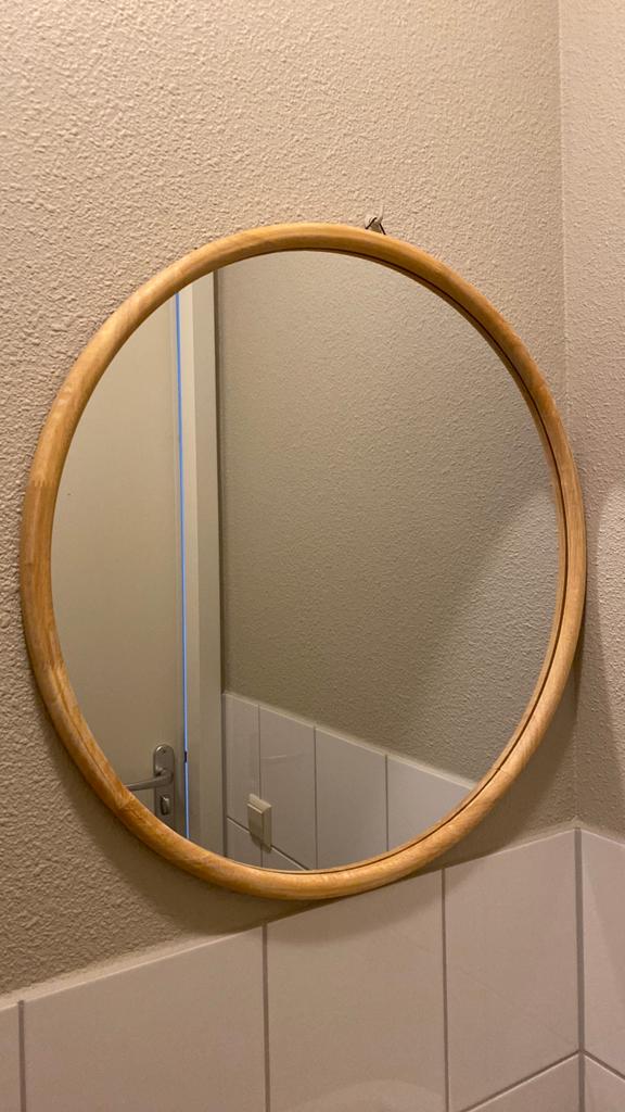Xenos bamboe spiegel 60 cm, Ophalen, Rond, Zo goed als nieuw, Minder dan 100 cm