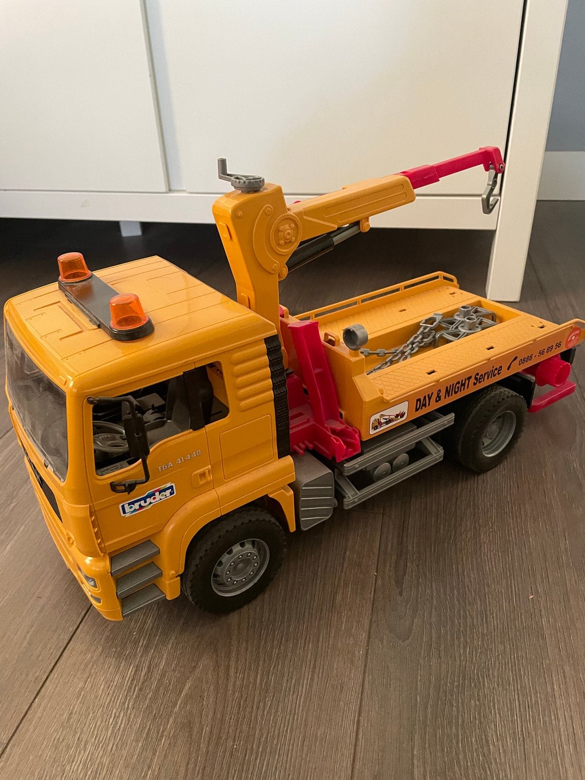 Bruder MAN TGA Takelwagen met licht en geluid, Ophalen, Gebruikt