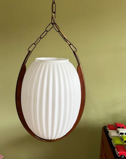 Hanglamp, glas, Scandinavisch, Deens design, vintage, jr 60, Ophalen of Verzenden, Zo goed als nieuw, Glas