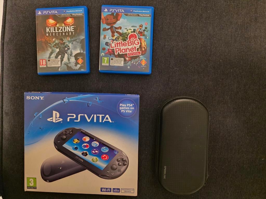 Sony PlayStation Vita met 16Gb memory card en 2 spellen, Spelcomputers en Games, Ophalen of Verzenden, Zo goed als nieuw, Zwart