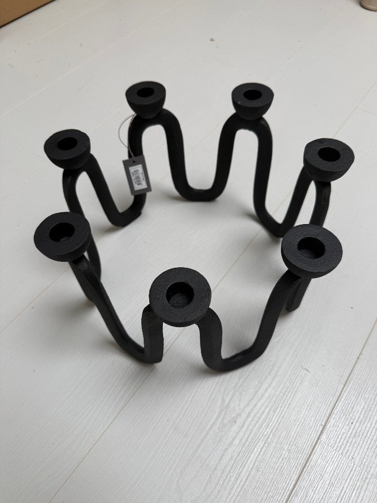 Nordal design kandelaar Aplin zwart metaal 31x19,5cm nieuw, Zwart, Nieuw, Ophalen of Verzenden, Metaal