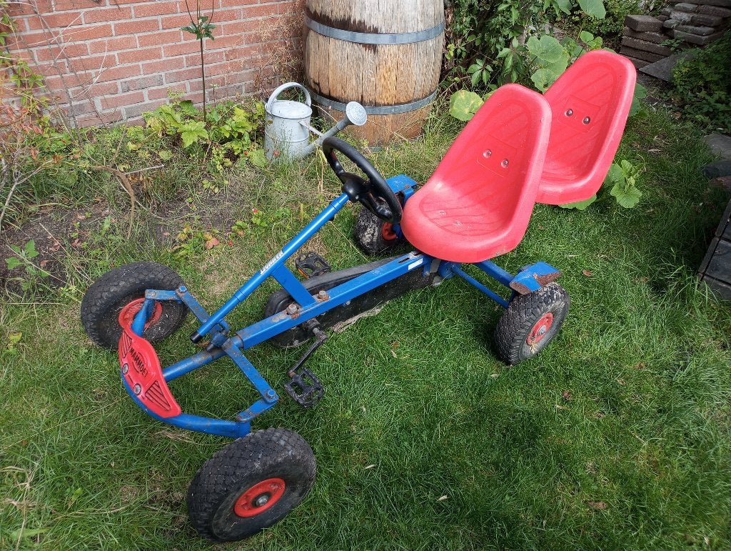 Mammoet skelter (2-zitter) met aanhanger en beschermhoes, Ophalen, Gebruikt, Mammoet, Duozit
