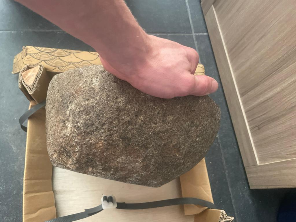 Riviersteen waskom nieuw incl. kraan en sifon gun metal, Ophalen, Nieuw, Steen, Wastafel