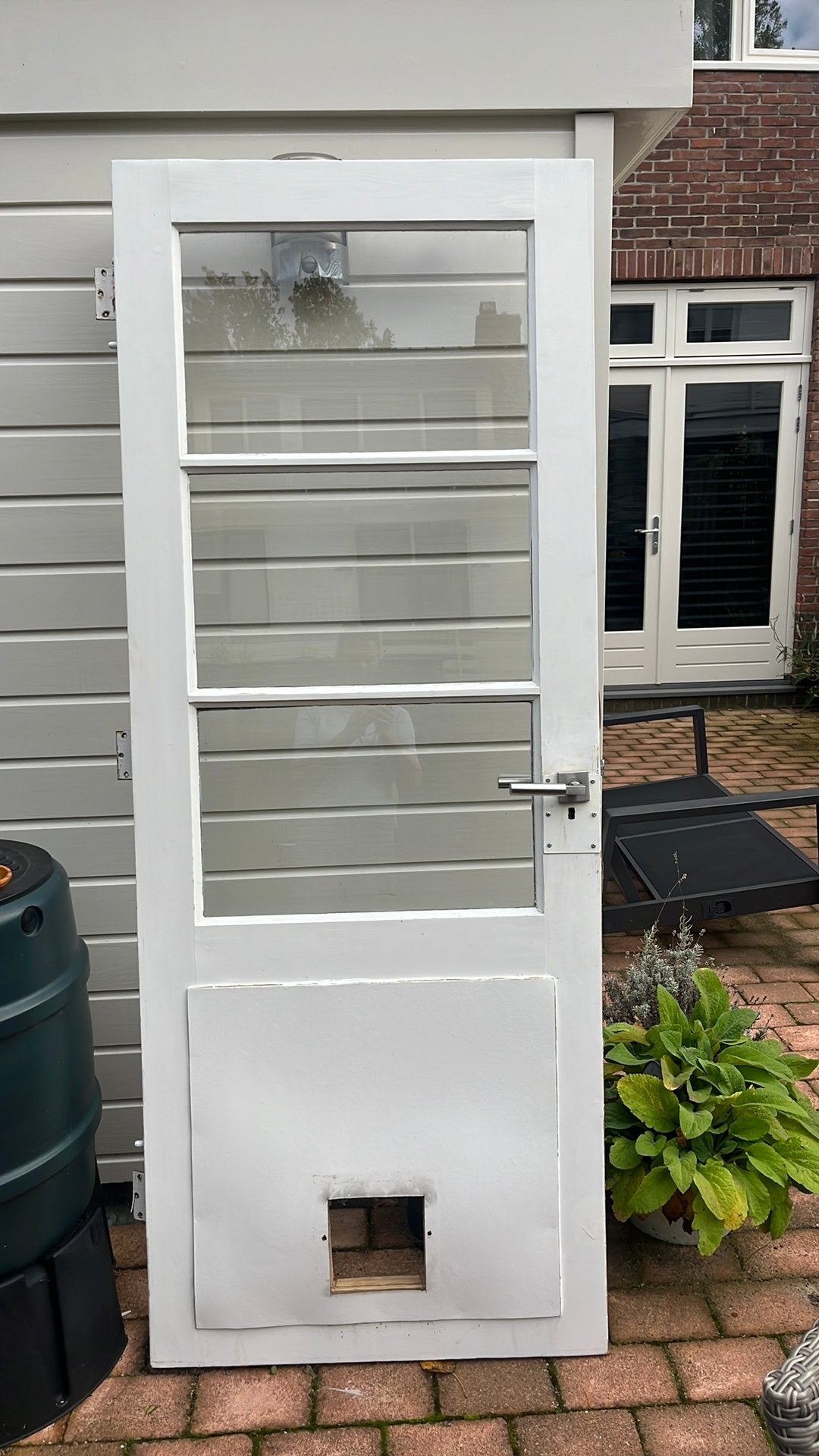 Hardhouten buitendeur enkel glas jaren 30, Ophalen, Gebruikt, 200 tot 215 cm, Glas