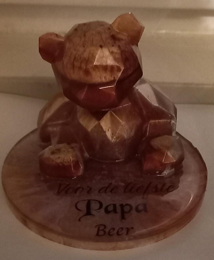 Gepersonaliseerd vaderdag beertje van epoxy, Verzamelen, Beelden en Beeldjes, Ophalen of Verzenden, Nieuw, Dier