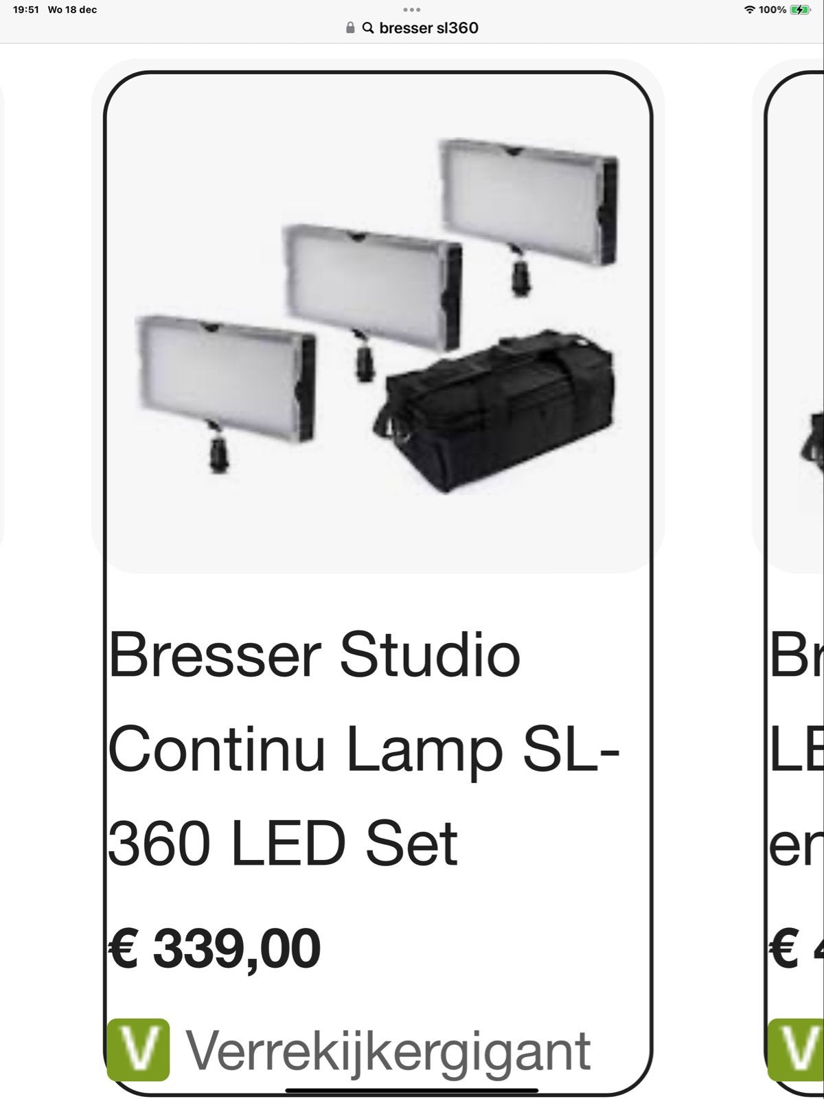 Bresser Studio Continu Lamp SL-360 LED Set, Audio, Tv en Foto, Fotografie | Fotostudio en Toebehoren, Ophalen, Complete fotostudio