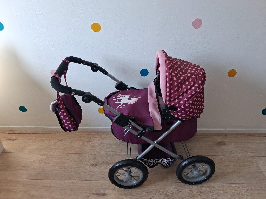 Poppenwagen Bayer Trendy - Roze en Paars, Kinderen en Baby's, Speelgoed | Poppen, Ophalen, Gebruikt, Babypop