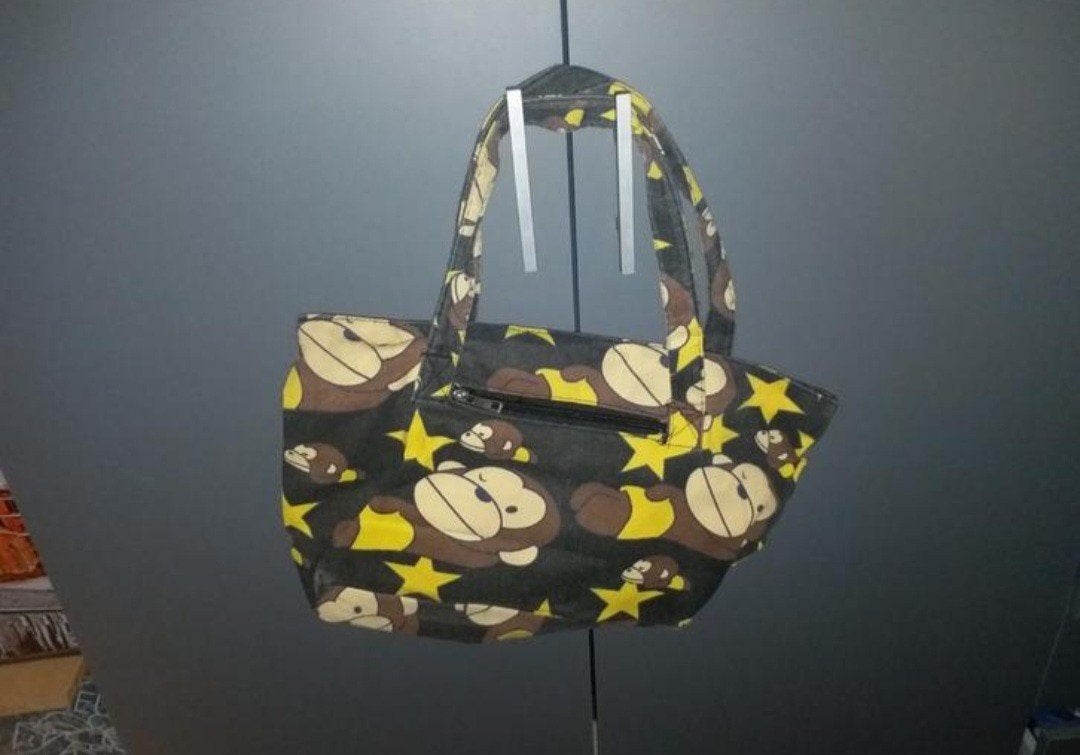 Leuke handtas met apen en sterren print, Ophalen of Verzenden, Gebruikt, Zwart, Handtas