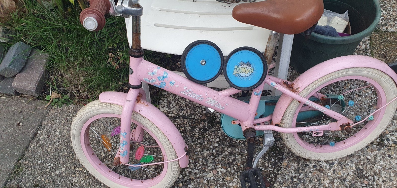 Roze kinderfiets 16 inch met zijwieltjes, Ophalen, Terugtraprem, Zijwieltjes, Little Miss