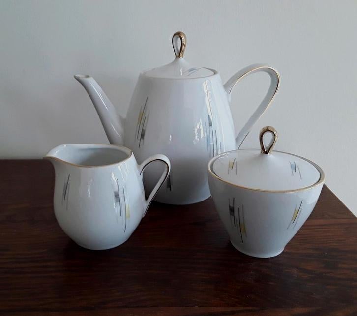 Vintage theepot, suikerpot, melkkannetje, Bavaria, Gebruikt, Overige typen, Ophalen of Verzenden, Overige stijlen
