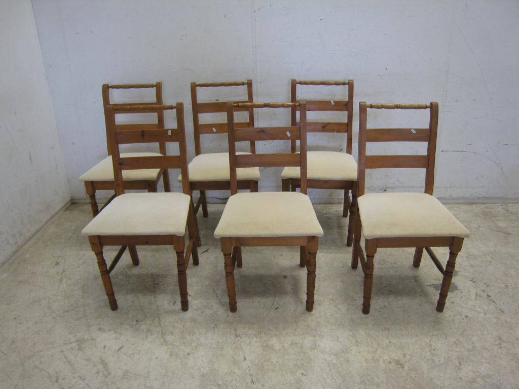 Set van 6 vintage grenen stoelen, Huis en Inrichting, Stoelen, Gebruikt