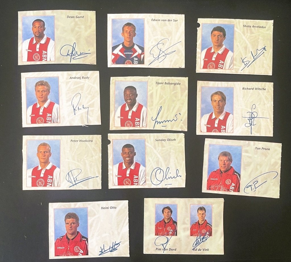 AJAX verzamelkaartjes - ABN-AMRO - 11 stuks - 1998, Verzenden, Zo goed als nieuw, Ajax, Poster, Plaatje of Sticker