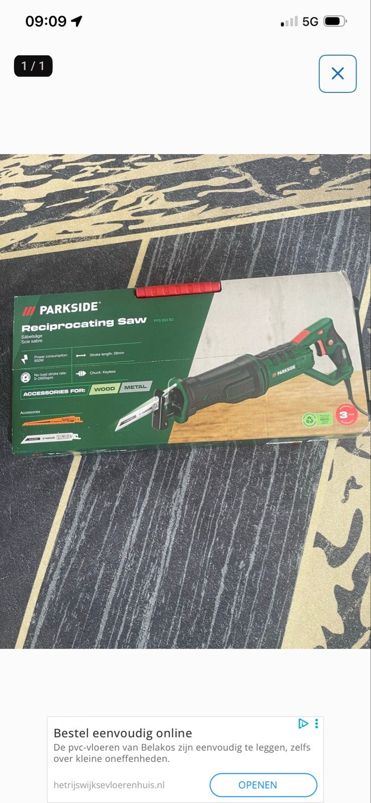 PARKSIDE Reciprozaag PFS 850 B2 - 850W, Hout & Metaal, Doe-het-zelf en Verbouw, Nieuw, 600 tot 1200 watt, Ophalen of Verzenden