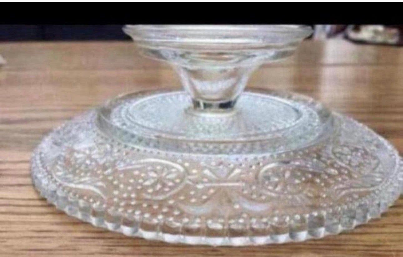 Taart Schaaltje op voet  14,5 cm Glas , Antiek Persglas, Ophalen of Verzenden, Zo goed als nieuw