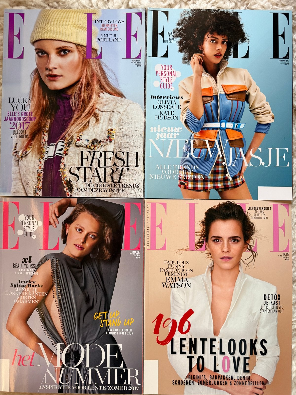 ELLE Magazine Collectie 2017 - 4 nummers, Boeken, Tijdschriften en Kranten, Ophalen of Verzenden, Zo goed als nieuw, Damesbladen