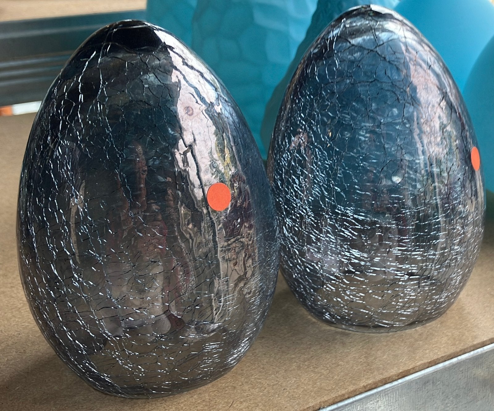 2x paas ei glas gebroken glas craqueléglas, Diversen, Ophalen of Verzenden, Zo goed als nieuw