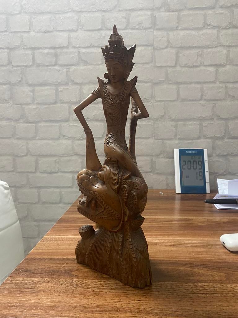 Ouden handgemaakte beeld van asia, Ophalen of Verzenden, Zo goed als nieuw