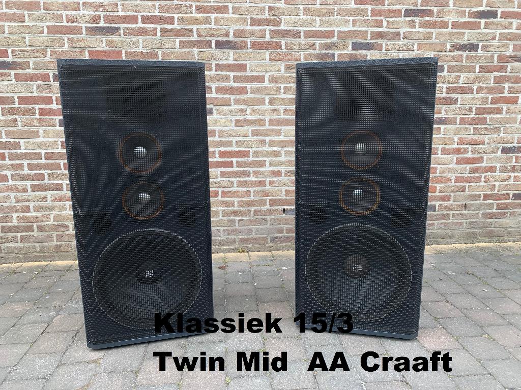 Paar Klassiek 15/3 Twin Mid AA Craaft, Zo goed als nieuw, 120 watt of meer, Front, Rear of Stereo speakers, Ophalen