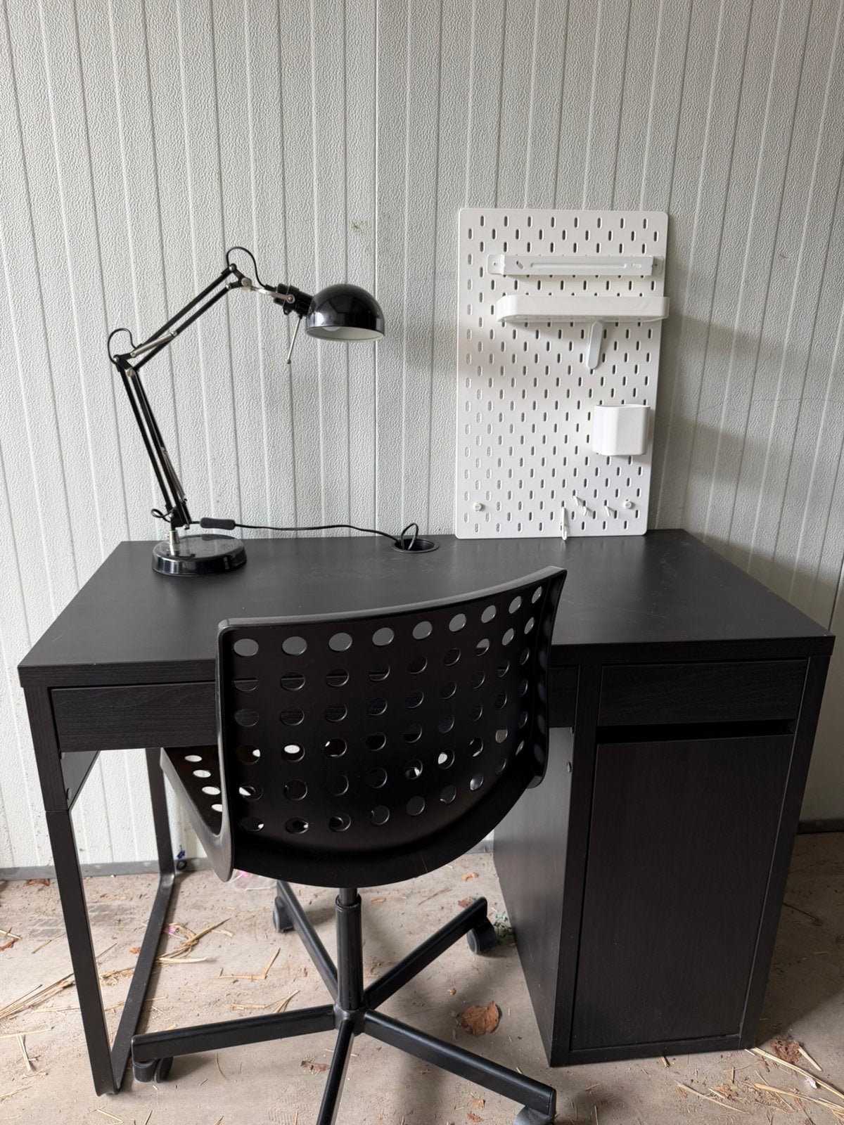 Compleet bureau met stoel en toebehoren, Ophalen, Gebruikt, Zwart