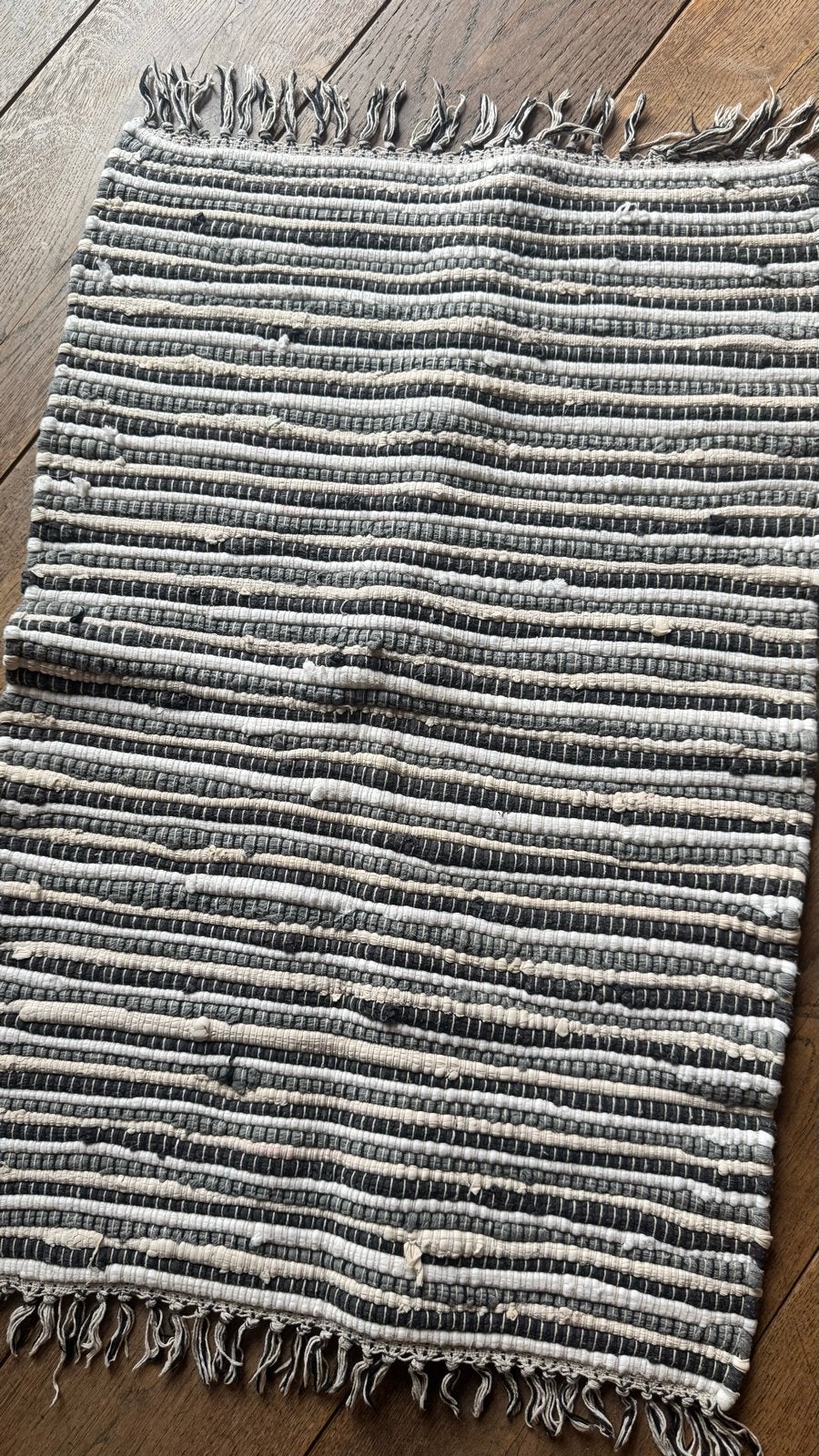 Set van 4 vloerkleden/matten - zwart, wit, grijs gestreept, Minder dan 50 cm, Gebruikt, 50 tot 100 cm, Zwart