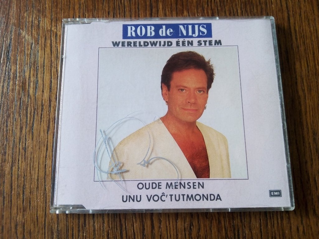 original cd single-rob de nijs-wereldwijd 1 stem/gesigneerd, Ophalen of Verzenden, Zo goed als nieuw, Eerste persing, Nederlandstalig
