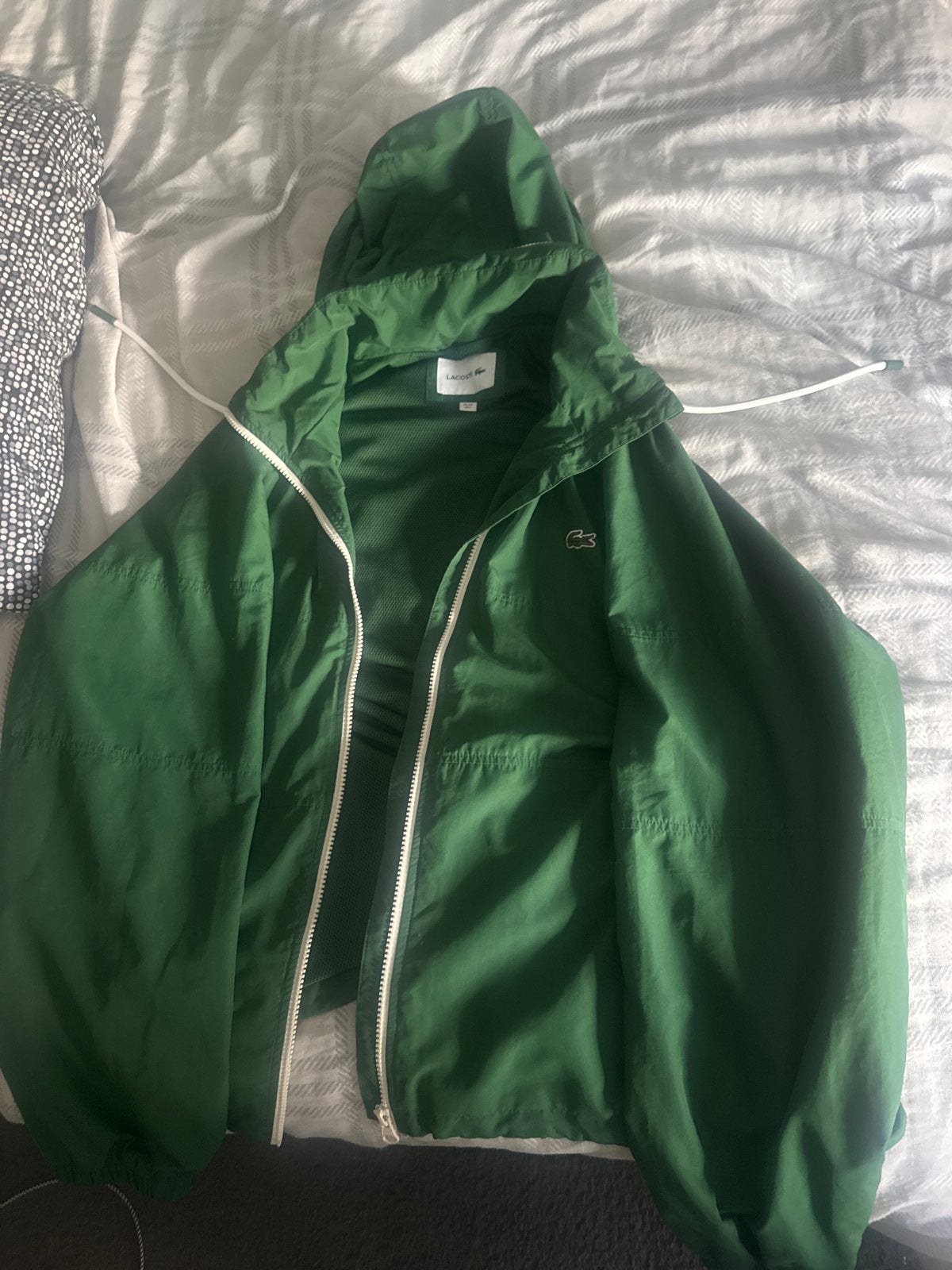 Lacoste Groene Windjack met Ritsbare Capuchon, Ophalen of Verzenden, Zo goed als nieuw, Maat 48/50 (M), Groen