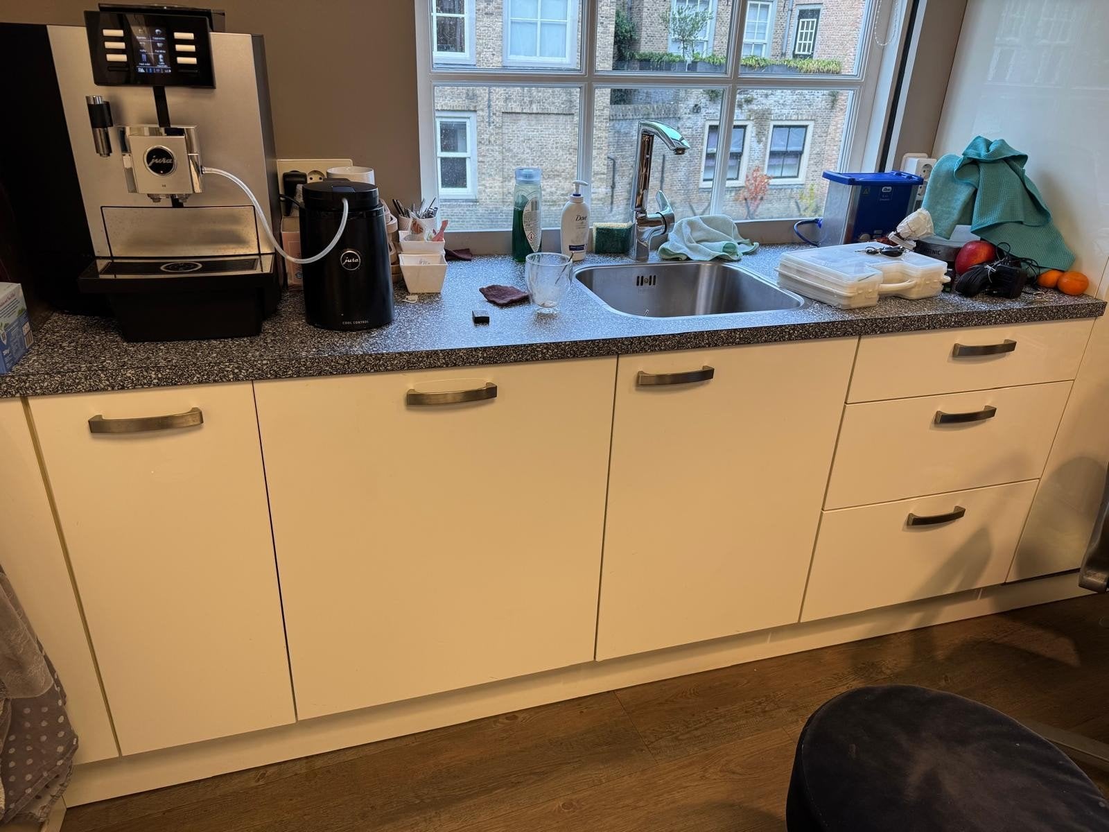 Gebruikte keuken met inbouw vaatwasser!, Ophalen, Gebruikt, Wit, Enkelwandige keuken