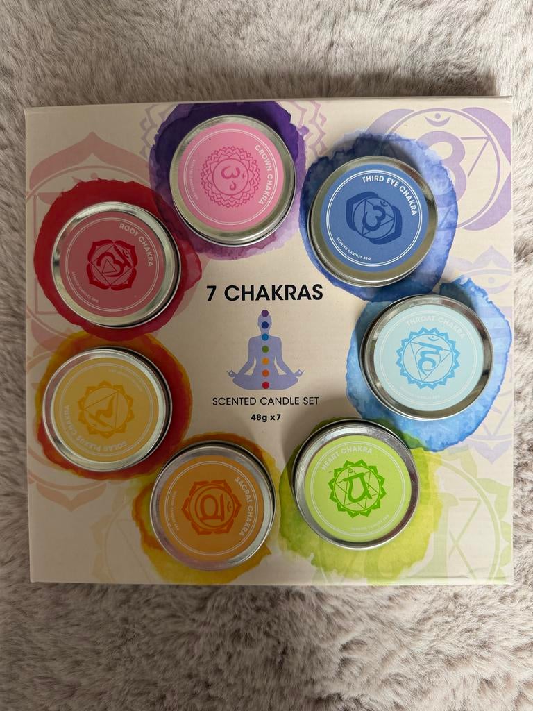 7 Chakra Geurkaarsen Set - Ontspanning en Balans, Ophalen of Verzenden, Zo goed als nieuw