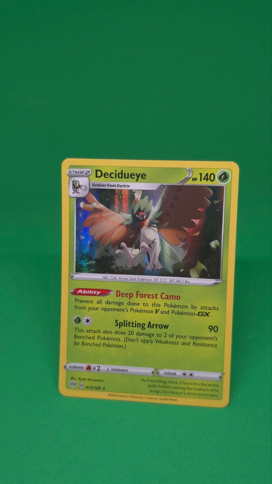 Decidueye 013/189 Darkness Ablaze holo, Ophalen of Verzenden, Zo goed als nieuw