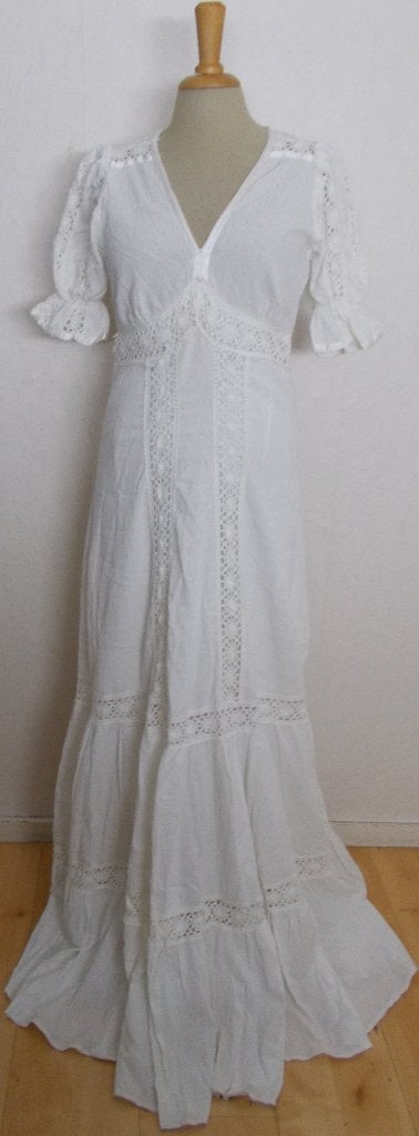 Prachtige boho witte maxi jurk van Ivor Aeller (Israel) 40, Maat 38/40 (M), Verzenden, Wit, Zo goed als nieuw