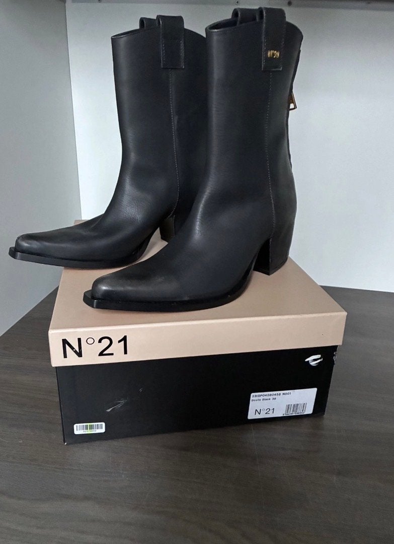 No.21 Zwarte Enkellaarzen - Bikerboots mt.38 nieuw Wow!, Verzenden, Zwart, Lage of Enkellaarzen, Nieuw