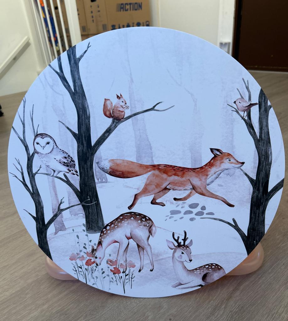 Wandplaat decoratie kinderkamer bosdieren - 40 cm, Ophalen of Verzenden, Zo goed als nieuw, Wanddecoratie