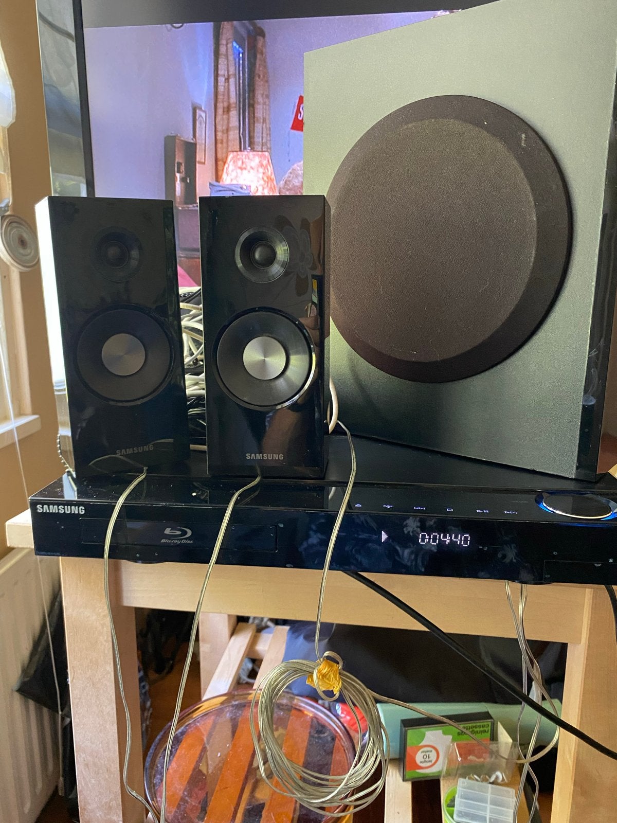Samsung Blu-ray speler met boxen en kabels (afstandsbedienin, Ophalen of Verzenden, Gebruikt