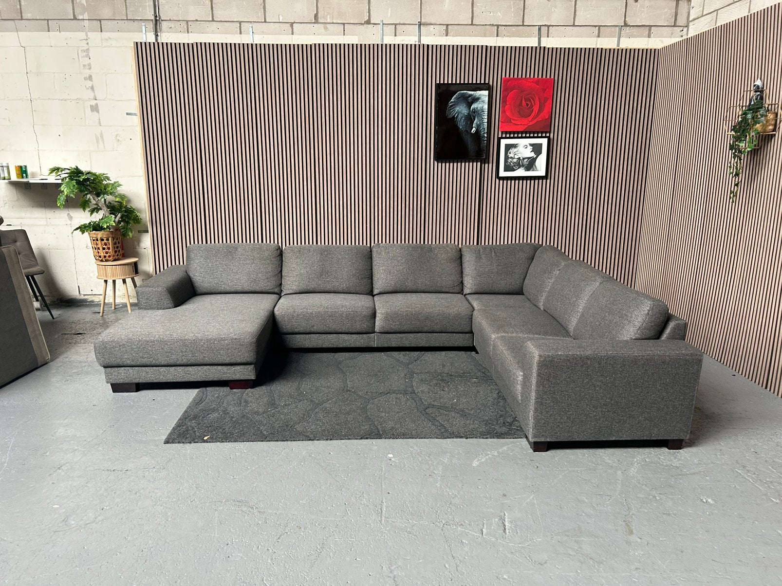 GRATIS LEVERING INHOUSE U BANK 355X255 GEREINIGD, U bank inhouse, Hoekbank, 300 cm of meer, Ophalen of Verzenden