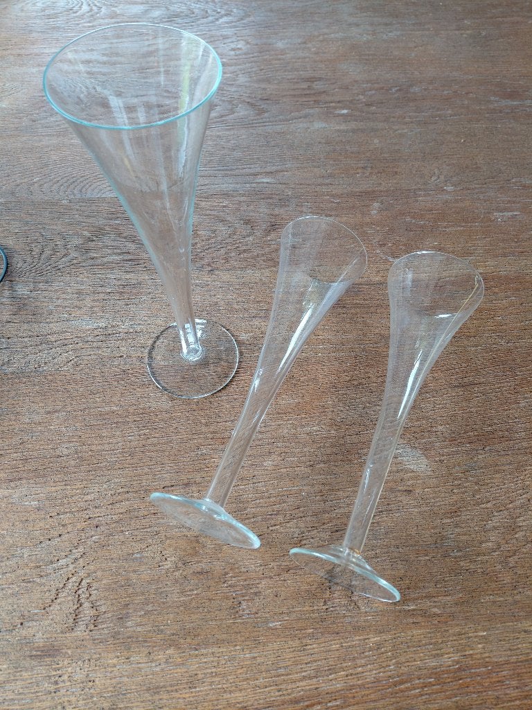 te koop 9 prachtige glazen champagne flutes, Glas of Glazen, Nieuw, Ophalen of Verzenden, Glas