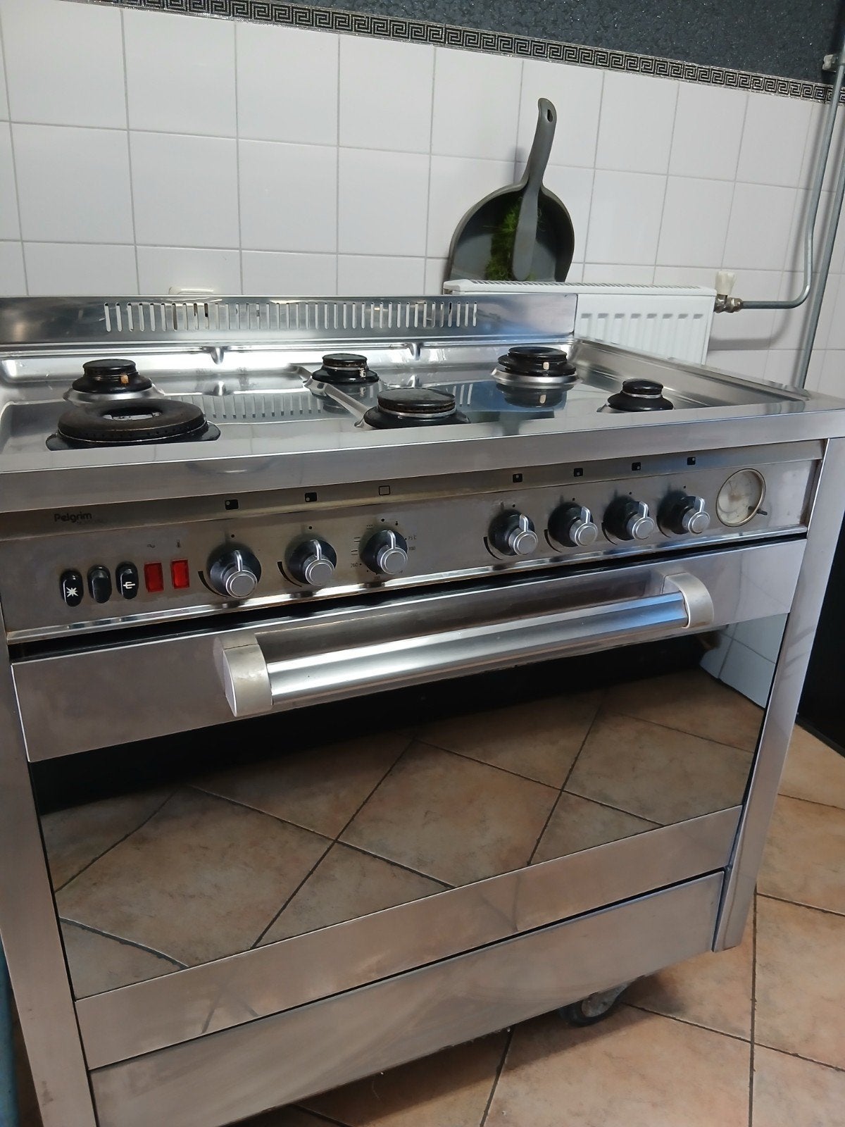 Pelgrim gasfornuis met oven - RVS, Witgoed en Apparatuur, Fornuizen, Gebruikt, 60 cm of meer, Grill, Gas